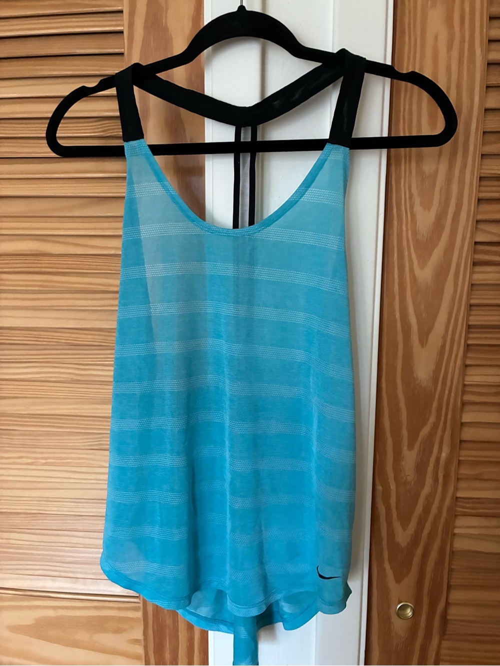 Nike Blue Striped Racerback Tank with Black Straps size medium